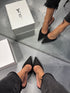 BURN Saten Siyah Taşlı Stiletto Terlik